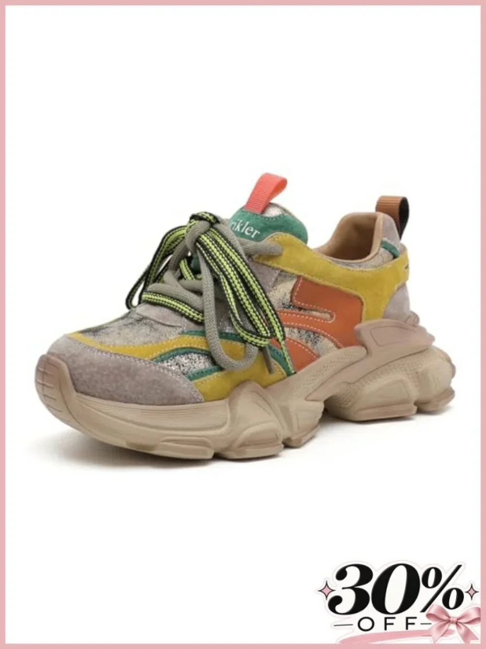 Women's Chunky Platform Orthopedic Walking Sneakers Leather Mesh Lace Up